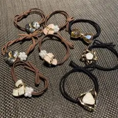 新品未使用品　ヘアゴム　花　パール　リボン　星　キラキラ　8本　まとめ売り