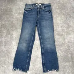ZARA ダメージ加工 アンクルジーンズ y2k ブルーデニム