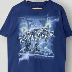 00s ディズニー タワーオブテラー Tシャツ L 短丈フェード雰囲気系ネイビー