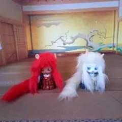 カプセルドール　猫　連獅子　歌舞伎　被り物　ウィッグ　カツラ