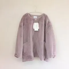 タグ付き　バニラスタジオ ノーカラージャケット　くすみピンク　ゆったりサイズ4L