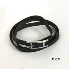HERMES エルメス アピ レザーブレスレット 黒 ブラック レディースのサムネイル