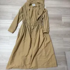 ナノユニバース　フード付き ベージュ ロングコートSサイズ