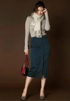 UNITED ARROWS タイトスカート レオパード ネイビー