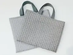 グレー：軽いかわいいヌビバッグ・キルティングバッグ・サブバッグ・レッスンバッグ