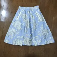 LANVIN en Bleu 花柄ジャガード フレアスカート