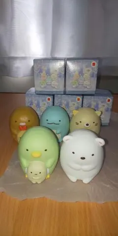 すみっコぐらし フィギュアケース& ミニゲーム ぺんぎん？等 5種 コンプリート