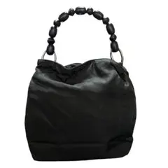 クリスチャンディオール マリスパール ナイロン ハンドバッグ 巾着 ブラック