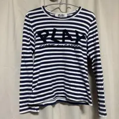 プレイ コムデギャルソン ストライプ 長袖 Tシャツ ネイビー Sサイズのサムネイル