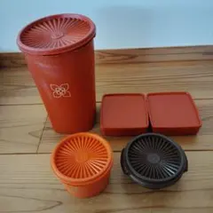 タッパーウエアオレンジ色の食品保存容器セット（新品、中古品）