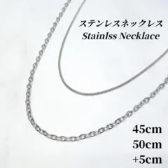 （ステンレス）2連　エレガント　ネックレス　シルバー　r007