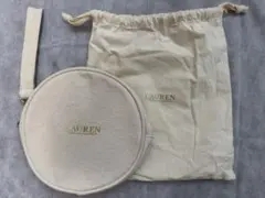 LAUREN ベージュ 円形ポーチ 収納袋付き