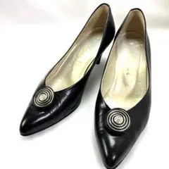イヴ・サンローラン YSL パンプス ブラック レザー 36 1/2 渦巻