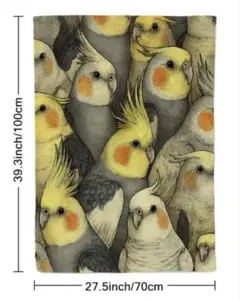 鳥柄　ブランケット　毛布　オカメインコ　オウム　70×100cm