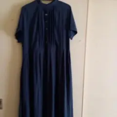 ネイビー 半袖シャツワンピース M