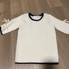 LAKOLE 半袖リブ編みトップス F ホワイト