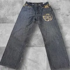 極美品　絡繰魂(からくりだましい)和柄刺繍 家紋.金糸刺繍　デニム　34のサムネイル