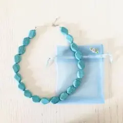 ターコイズブルー（ロック状）ネックレス☆アジャスト付き