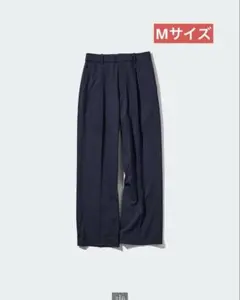 【超美品】UNIQLO/タックワイドパンツ(ネイビー・ストライプ・Mサイズ)