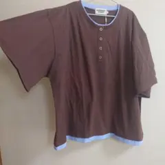【新品】PAIRMANONSTREET ヘンリーネックTシャツ ブラウン 150のサムネイル