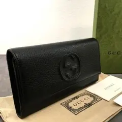 未使用品 GUCCI 長財布 ブラック インターロッキング 386 - メルカリ
