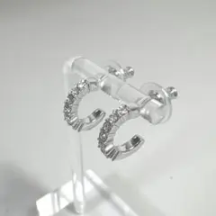 【美品】スワロフスキー Swarovski クリスタル シルバーフープピアス