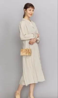 BEAUTY&YOUTH サテンギャザーシャツワンピース　カーディガン