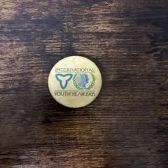 80sヴィンテージ缶バッチ国連制定InternationalYouthYear