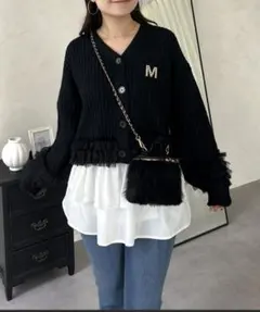 チュールフリルニットカーディガンのサムネイル