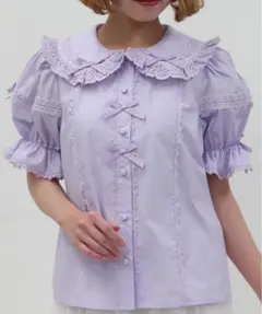 未使用 Chalmier トーションレース丸襟半袖ブラウス 白 Mサイズ - メルカリ