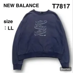 【T7817】NEW BALANCE スウェットトレーナー サイズLL ネイビー