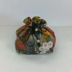 /『和風』花柄 巾着袋 お弁当袋 麻の葉 小物入れ ハンドメイド