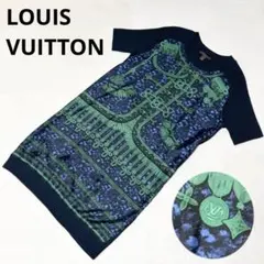 ★美品★ルイヴィトン　ワンピース　S モノグラム　ロゴ　シルク スカーフ　ニットのサムネイル