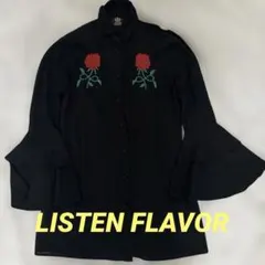 LISTEN FLAVOR 薔薇刺繍 フレアスリーブ 長袖シャツのサムネイル