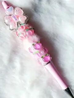 カスタムボールペン フルーツ 桃 リボン