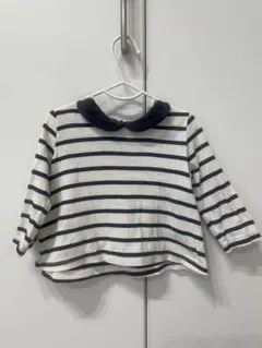 プチバトー　ストライプ襟付きTシャツ