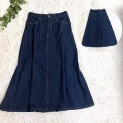 【美品】 ノップドゥノッド　デニム　フレア　ロングスカート　バックプリーツ　濃紺のサムネイル