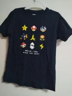 スーパーマリオ　アイテム　キャラクター　 Tシャツ 130サイズ ネイビー