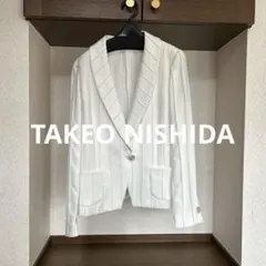 TAKEO NISHIDAテーラードジャケット ホワイト ストライプ 9号のサムネイル