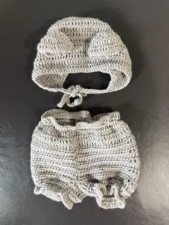 ニューボーンフォト衣装　くま耳ボンネット&かぼちゃパンツ2点セット