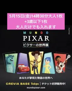 ピクサーの世界展 チケット 5/15 19:30大人1名 - メルカリ