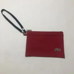 新品同様/LACOSTEラコステ キャンバスミニポーチ(レッド×ネイビー)