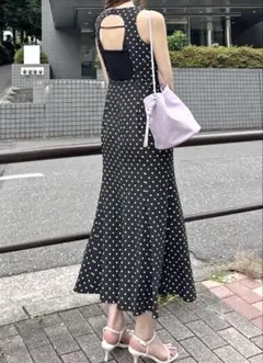 【最終値下げ】snidel ドット ノースリーブ ワンピース 黒 ロング丈
