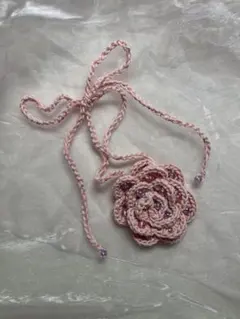 ハンドメイド｜バラ 薔薇 チョーカー ネックレス チャーム ピンク ガーリー
