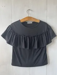エヘカソポ フリル付きブラック半袖Tシャツのサムネイル