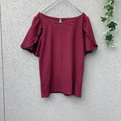 1561【マジェスティックレゴン】M♡ビジューカットソー 半袖 大人可愛い