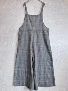 イング グレーチェックサロペット オーバーオール M ワイドパンツ ポケット
