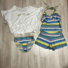 【美品】ベネトン キッズ 水着 4点セット 140 セパレート Tシャツ付き