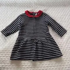 プチバトー　ボーダーワンピース ネイビー×赤