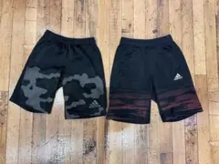 adidas アディダス ハーフパンツ 2枚セット ブラック カモ柄 レッド